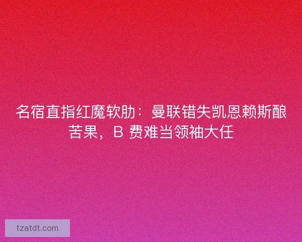 名宿直指红魔软肋：曼联错失凯恩赖斯酿苦果，B 费难当领袖大任