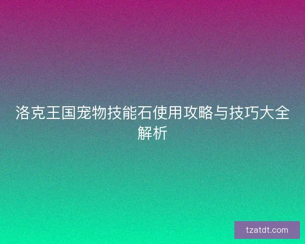 洛克王国宠物技能石使用攻略与技巧大全解析 洛克王国宠物技能石使用攻略与技巧大全解析