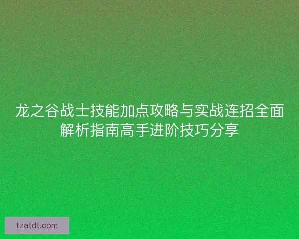 龙之谷战士技能加点攻略与实战连招全面解析指南高手进阶技巧分享