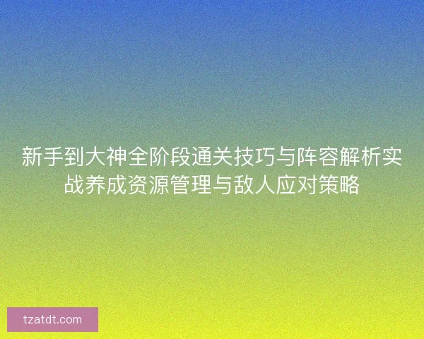 新手到大神全阶段通关技巧与阵容解析实战养成资源管理与敌人应对策略